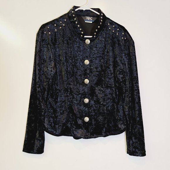 Vintage Roper Tem Tex Velvet Western Jacket Blazer Silver Buttons Womens Medium - Picture 1 of 12